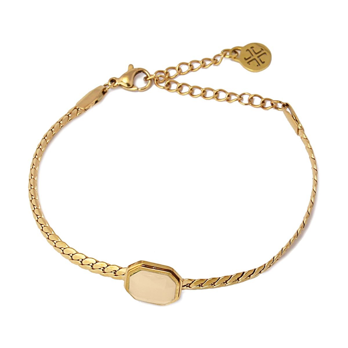 pulsera acero piedra beige anartxy