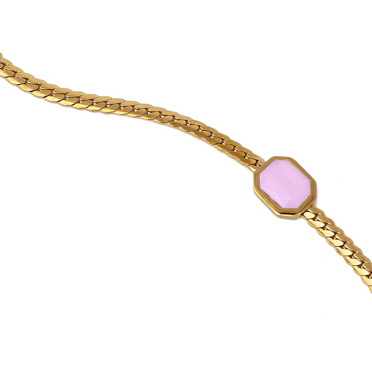pulsera acero piedra rosa