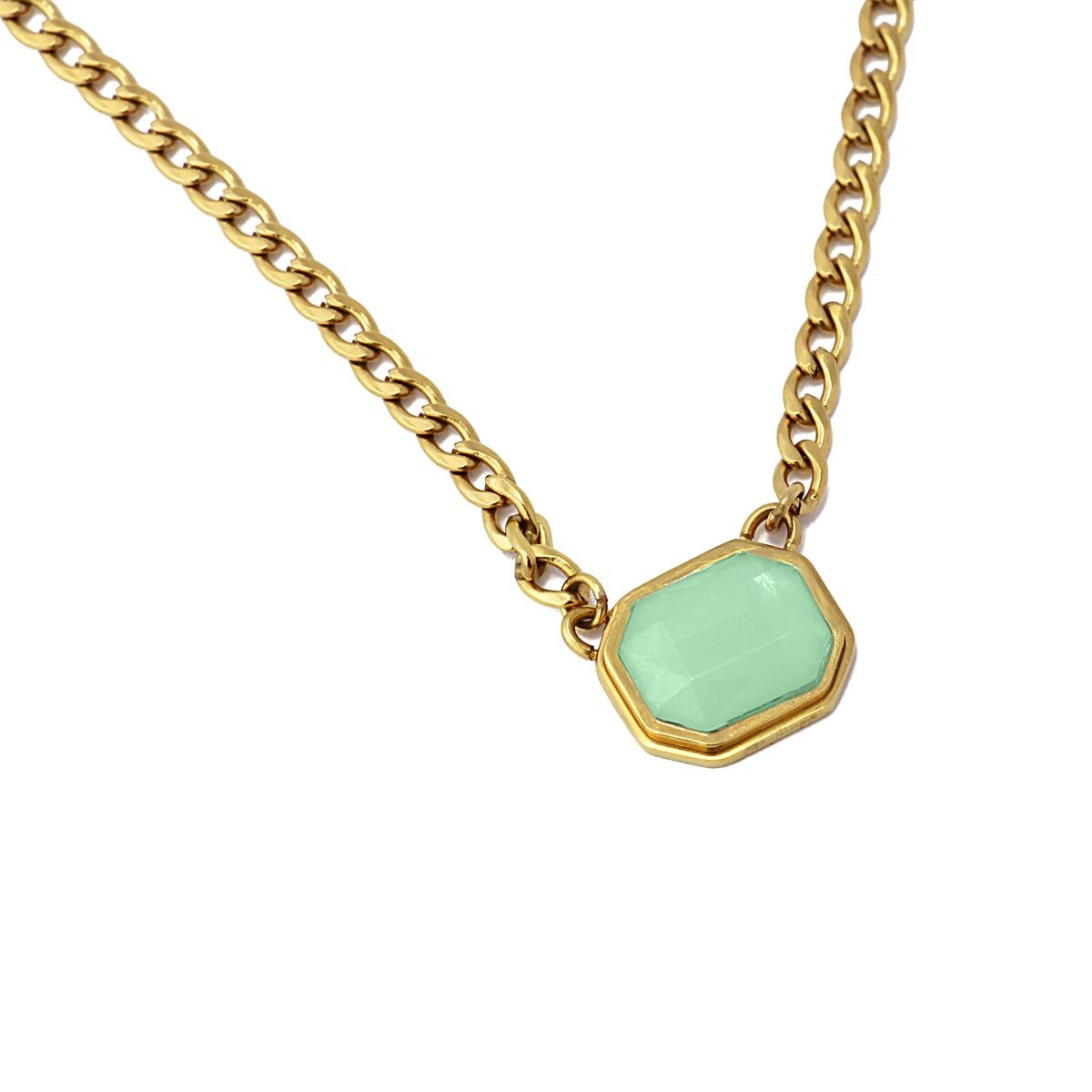 collar acero hexagonal turquesa