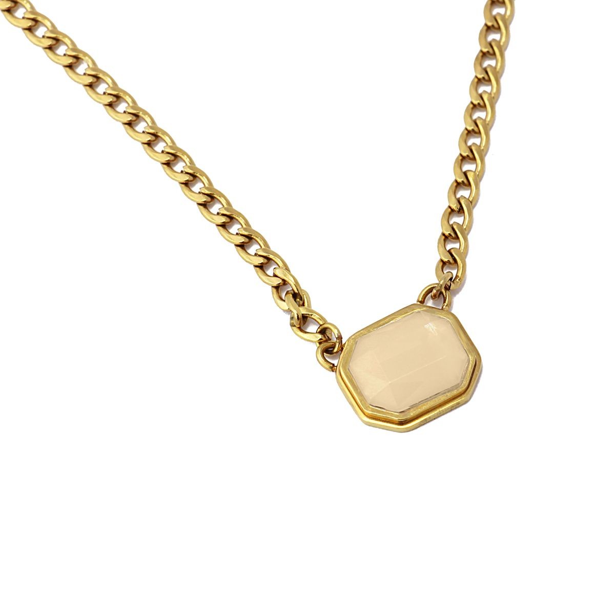 collar acero hexagonal beige