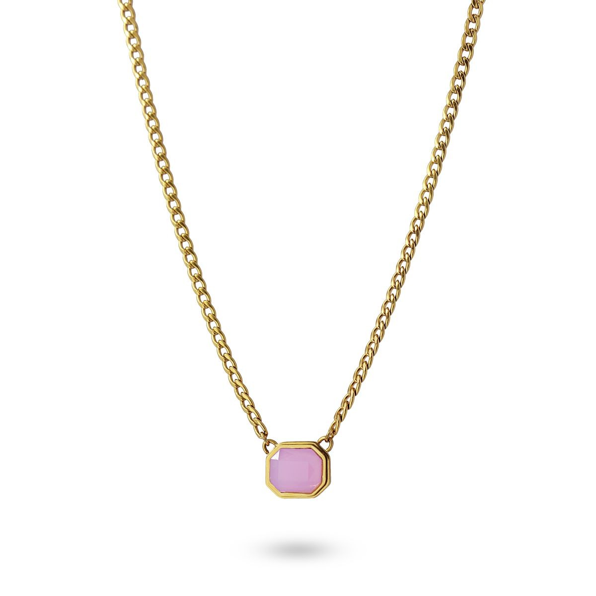 collar acero hexagonal rosa anartxy