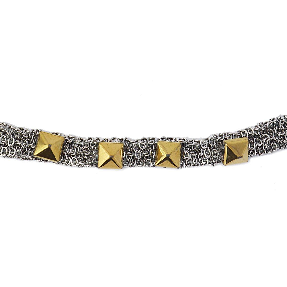 pulsera acero entretejida remaches anartxy plata