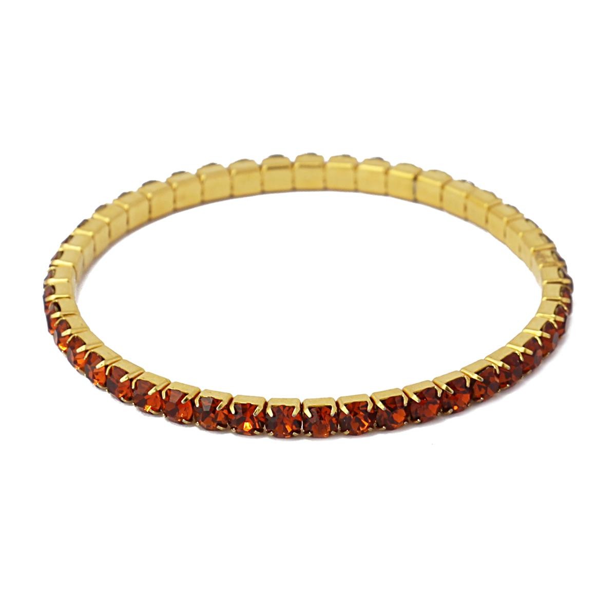 pulsera elástica acero circonitas riviere marrón