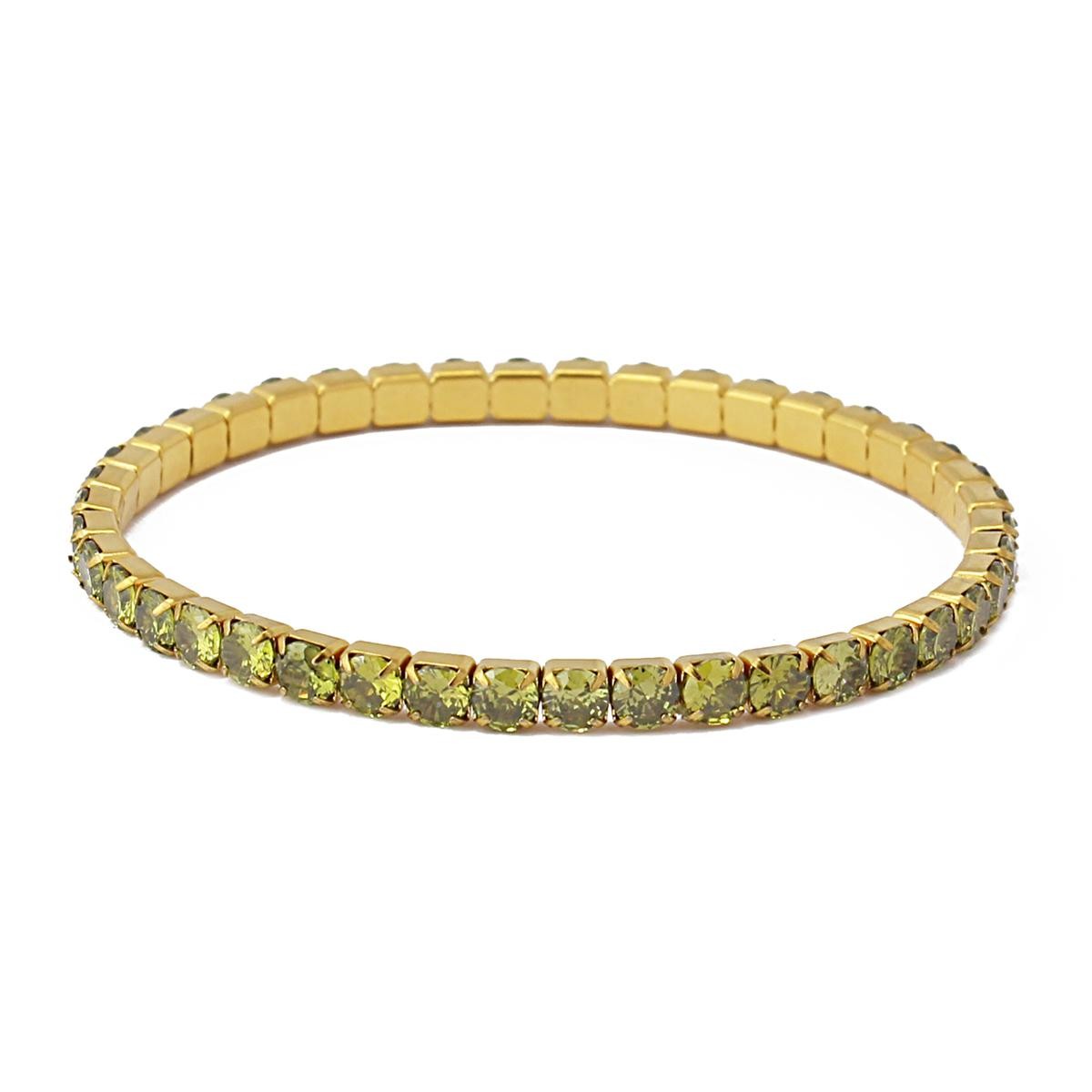 pulsera elástica acero circonitas riviere verde