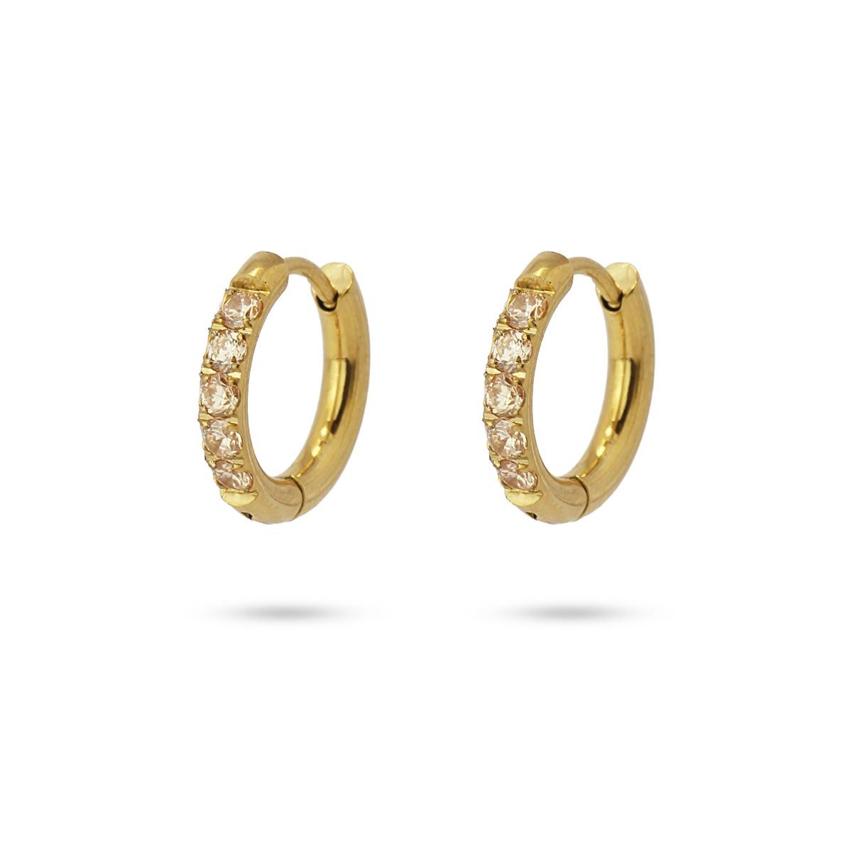 pendientes mini aros acero circonitas anartxy