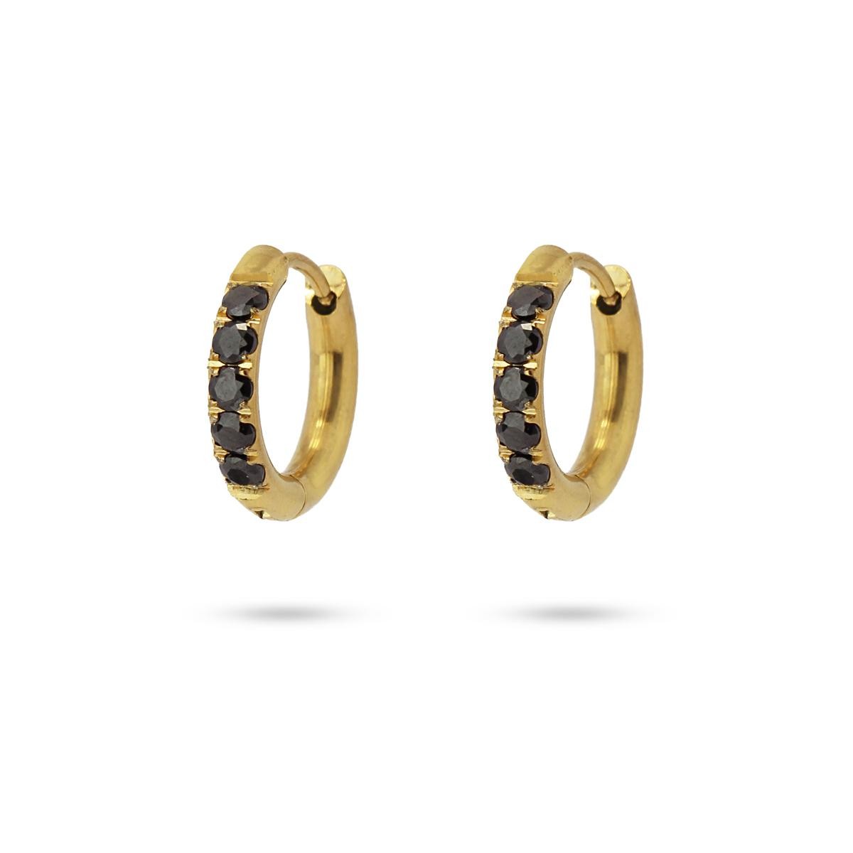pendientes mini aros acero circonitas negro anartxy