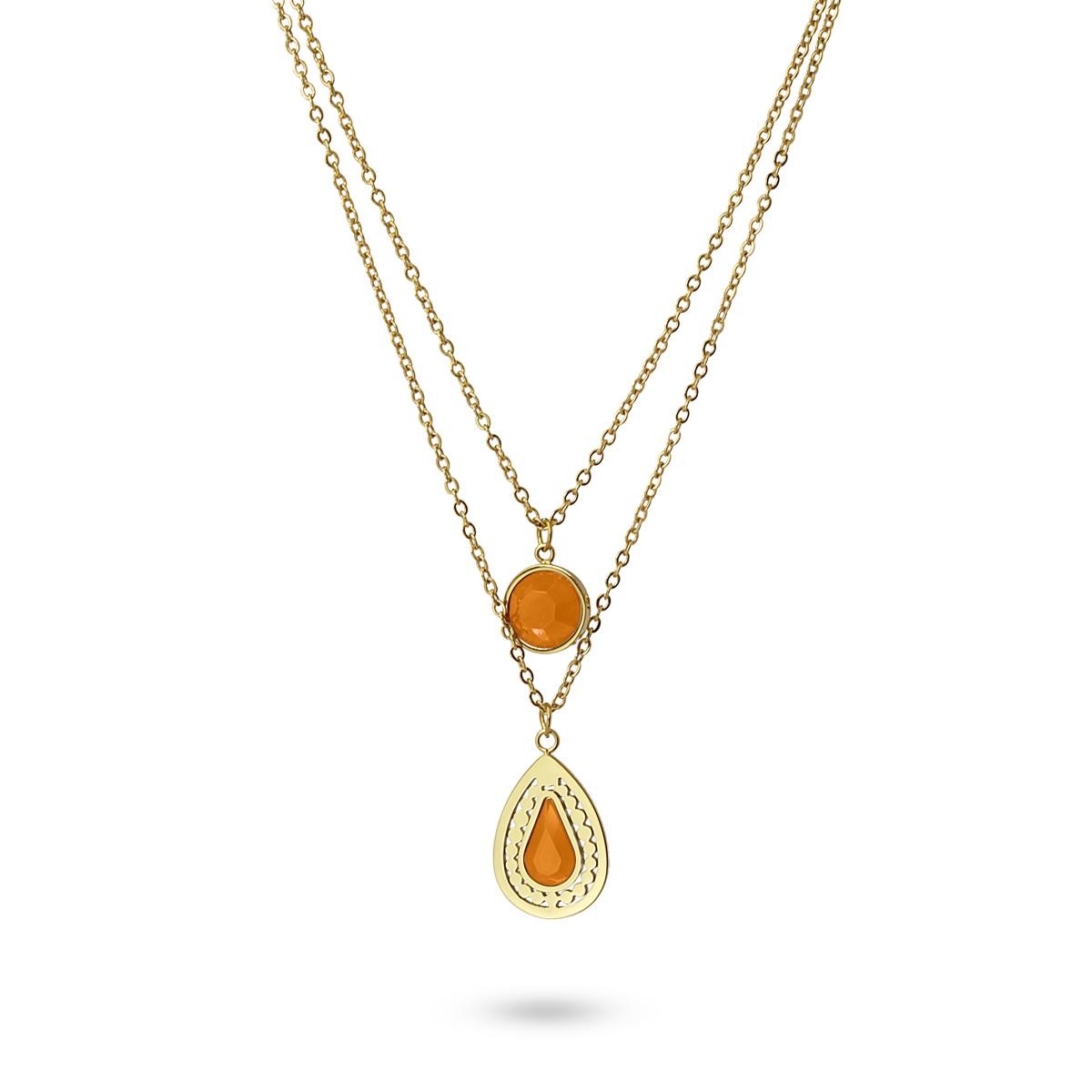collar dos capas acero colgantes cristal anartxy