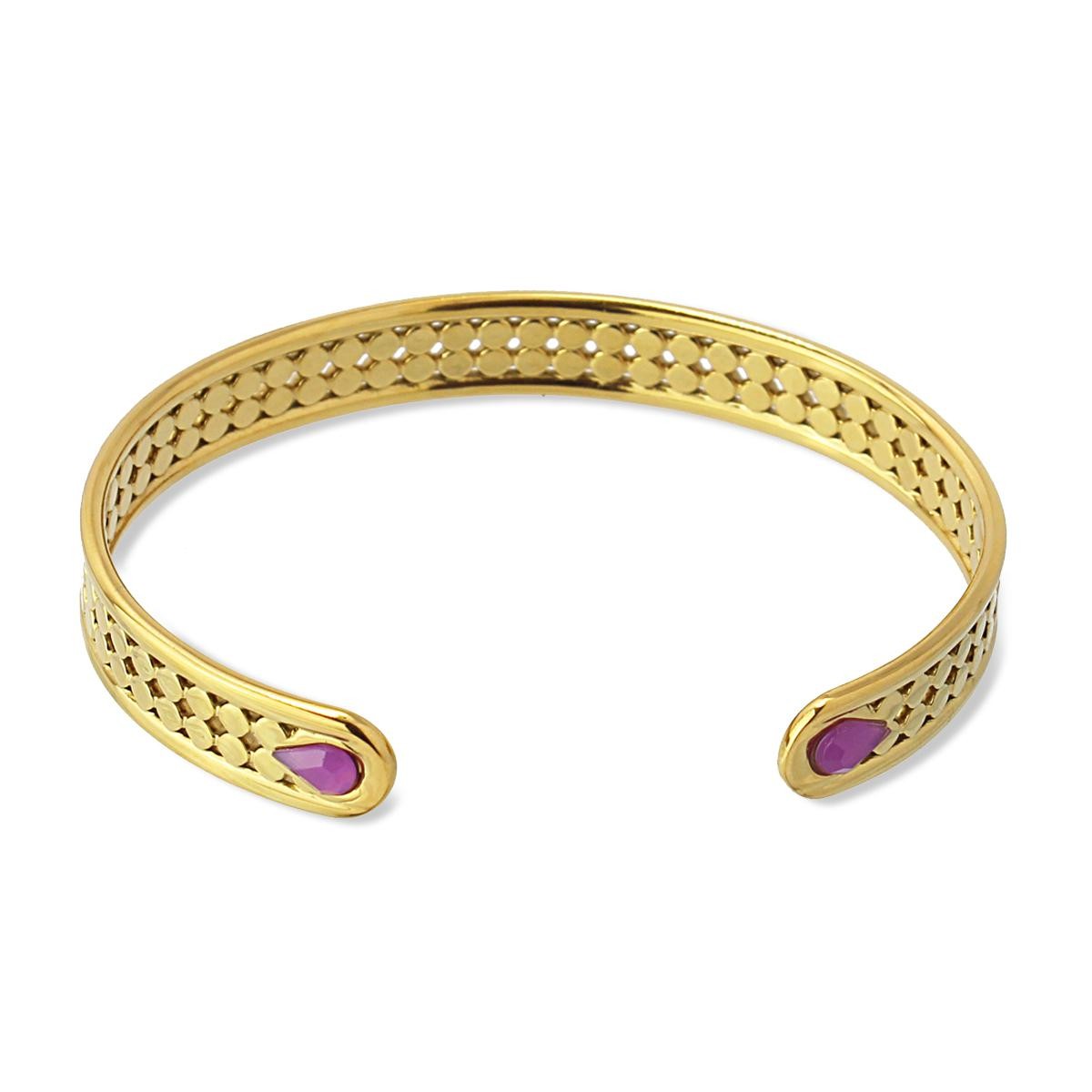 pulsera acero dorado lagrimas cristal violeta