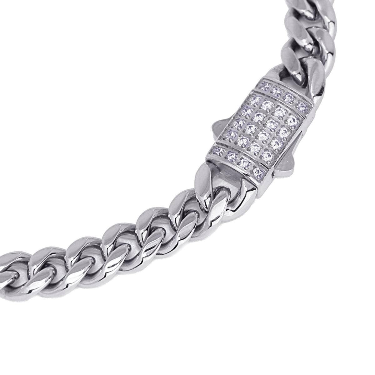 Pulsera eslabones circonitas acero plateado 2