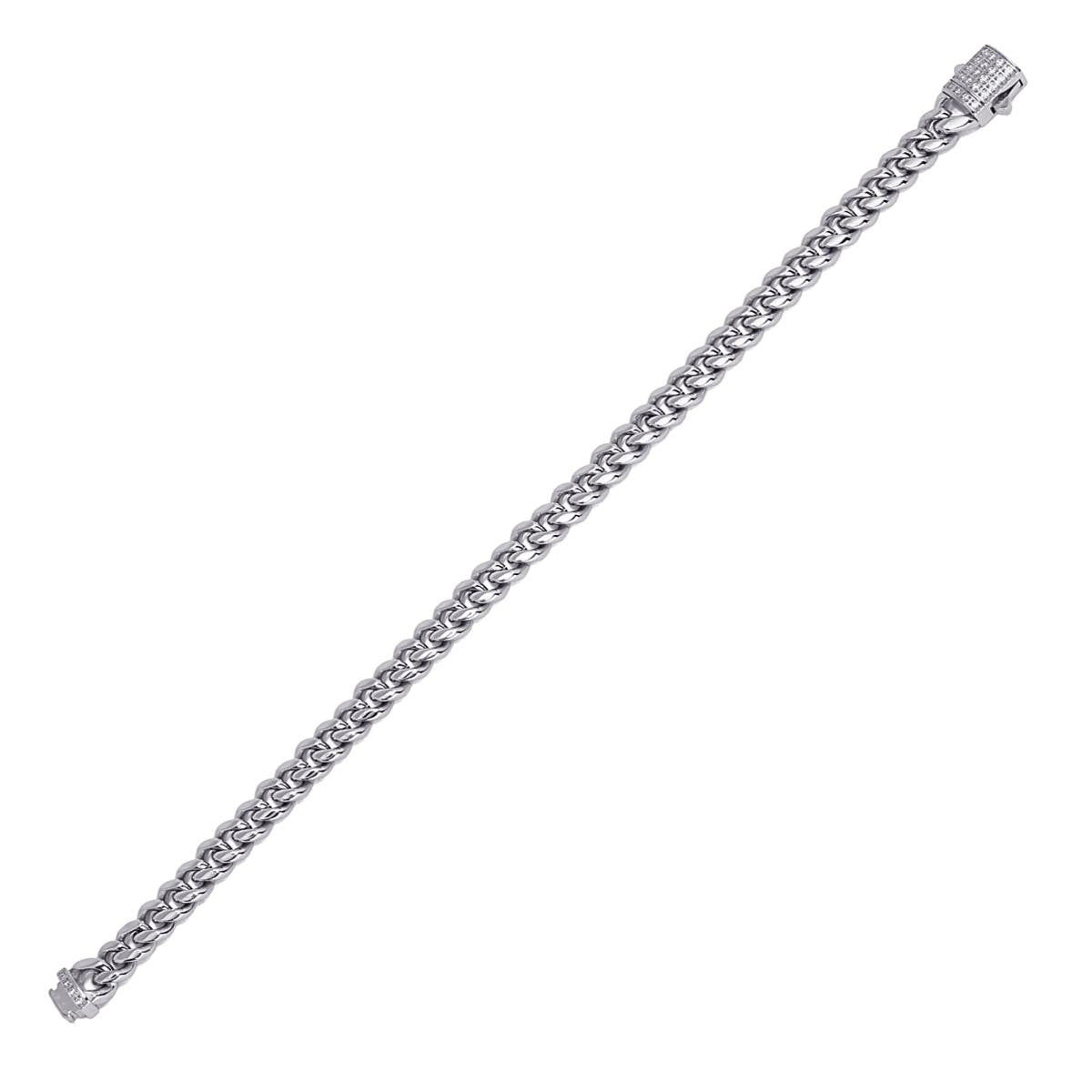Pulsera eslabones circonitas acero plateado 4