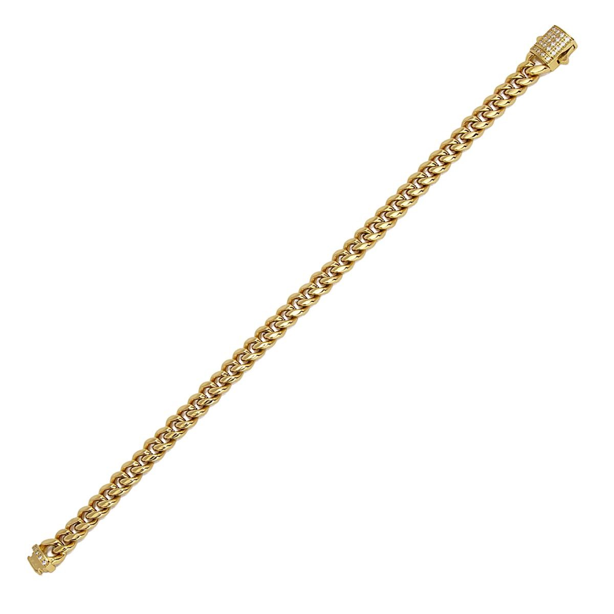 Pulsera eslabones circonitas acero dorado 4