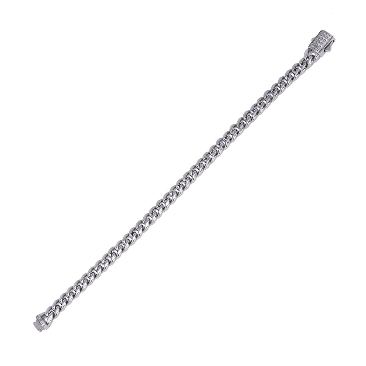 Pulsera eslabones circonitas acero plateado 5
