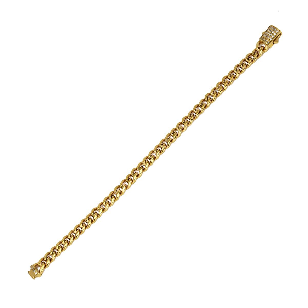 Pulsera eslabones circonitas acero dorado 5