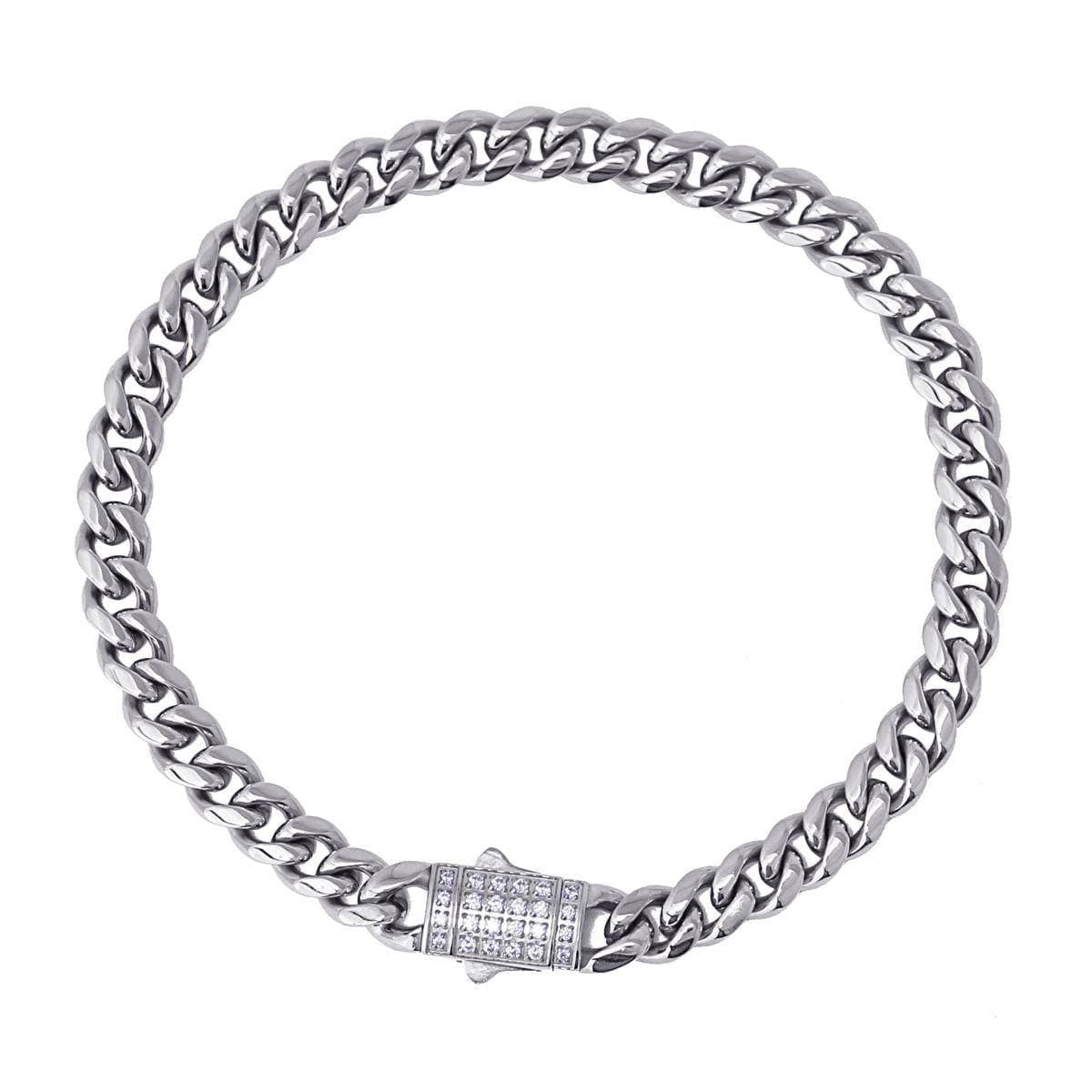 Pulsera eslabones circonitas acero plateado