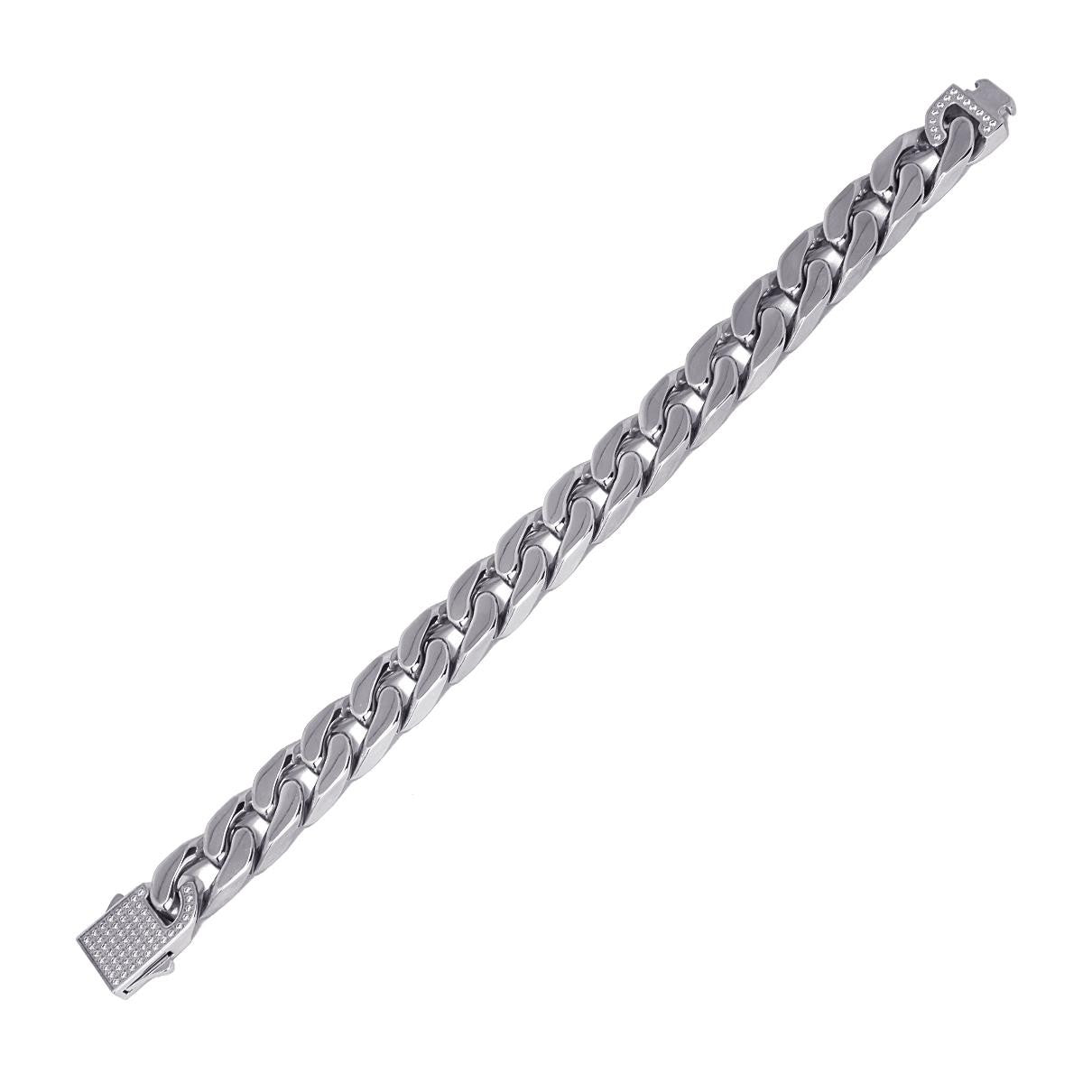 Pulsera eslabones y circonitas acero plateado 5