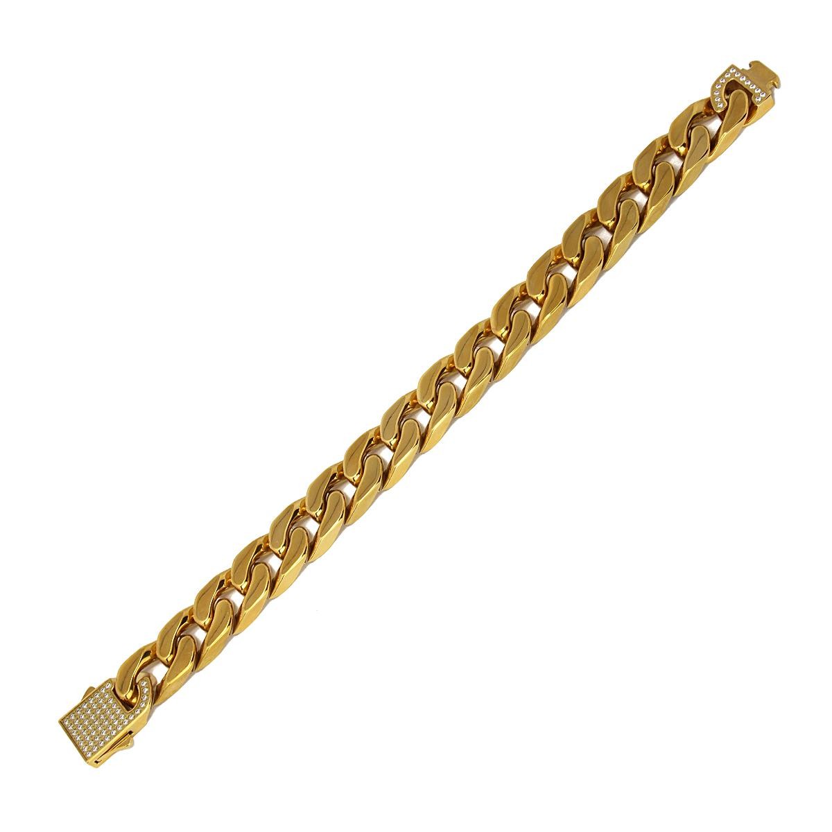 Pulsera eslabones y circonitas acero dorado 5