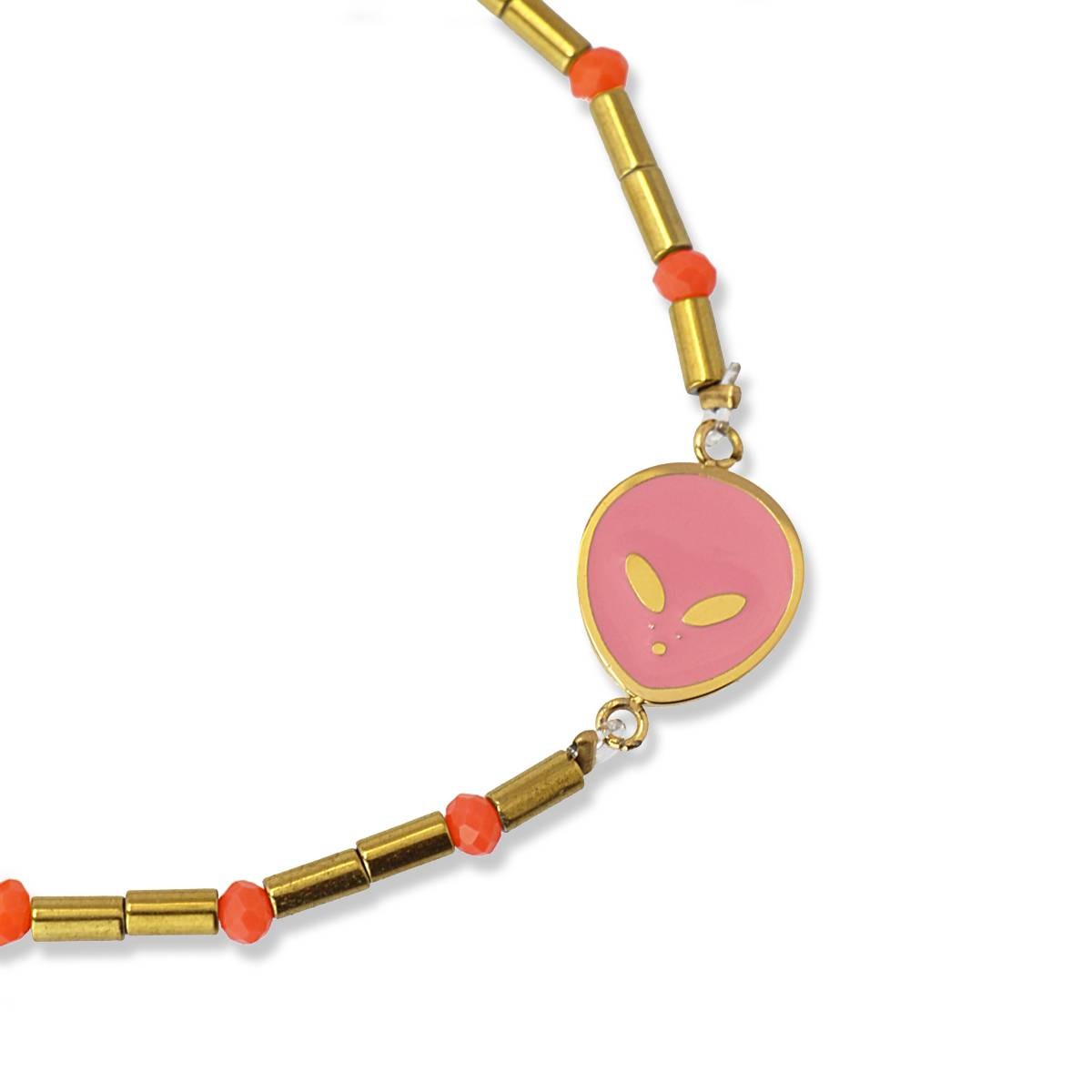 Pulsera alien acero color dorado rosa 2