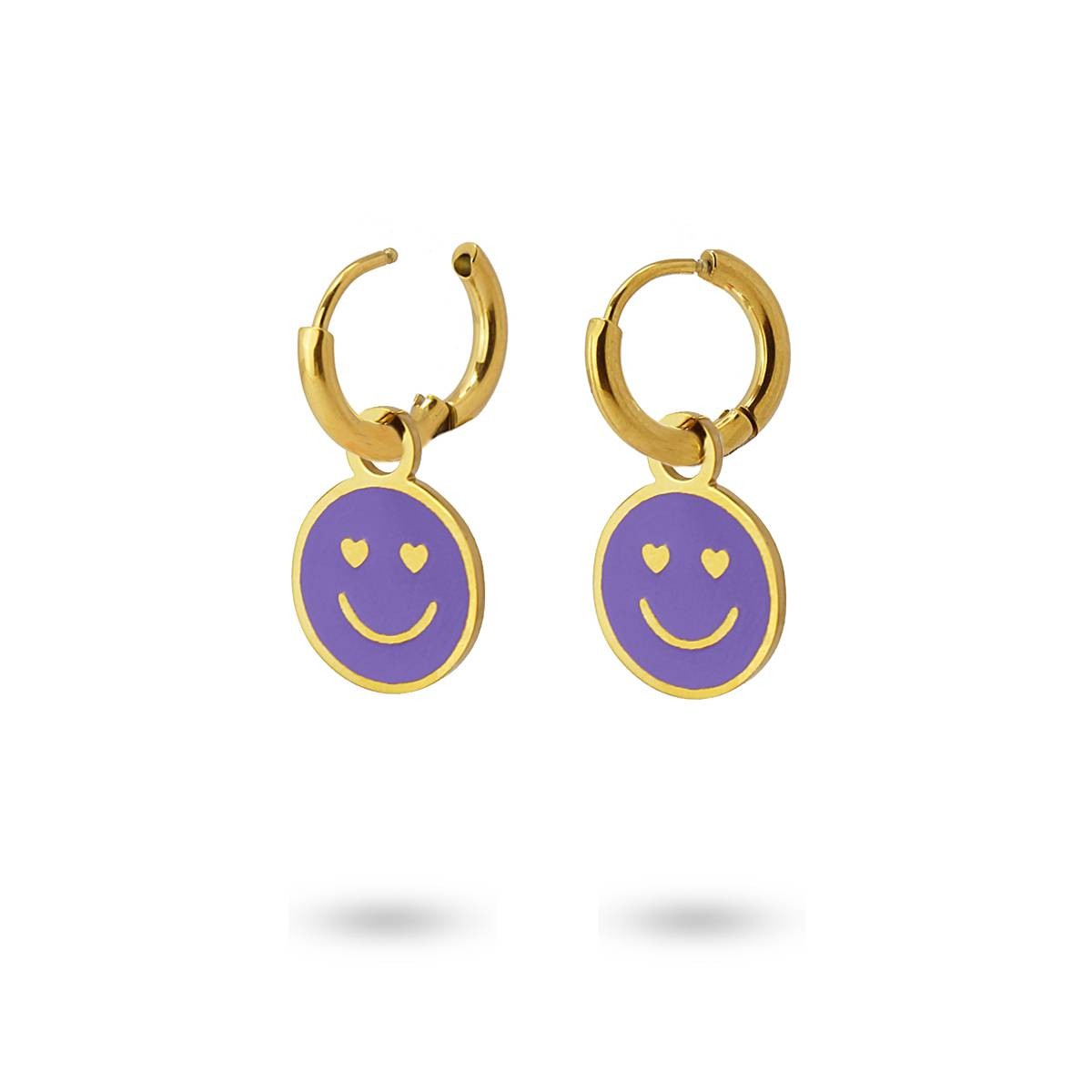 Mini aros smile acero dorado violeta 2