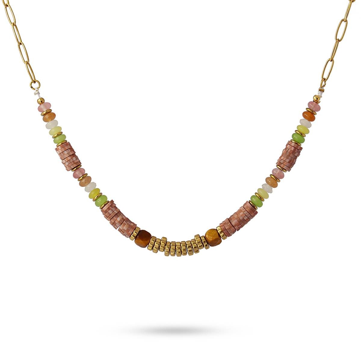 collar acero quirúrgico cuentas cristal heishi rosa anartxy