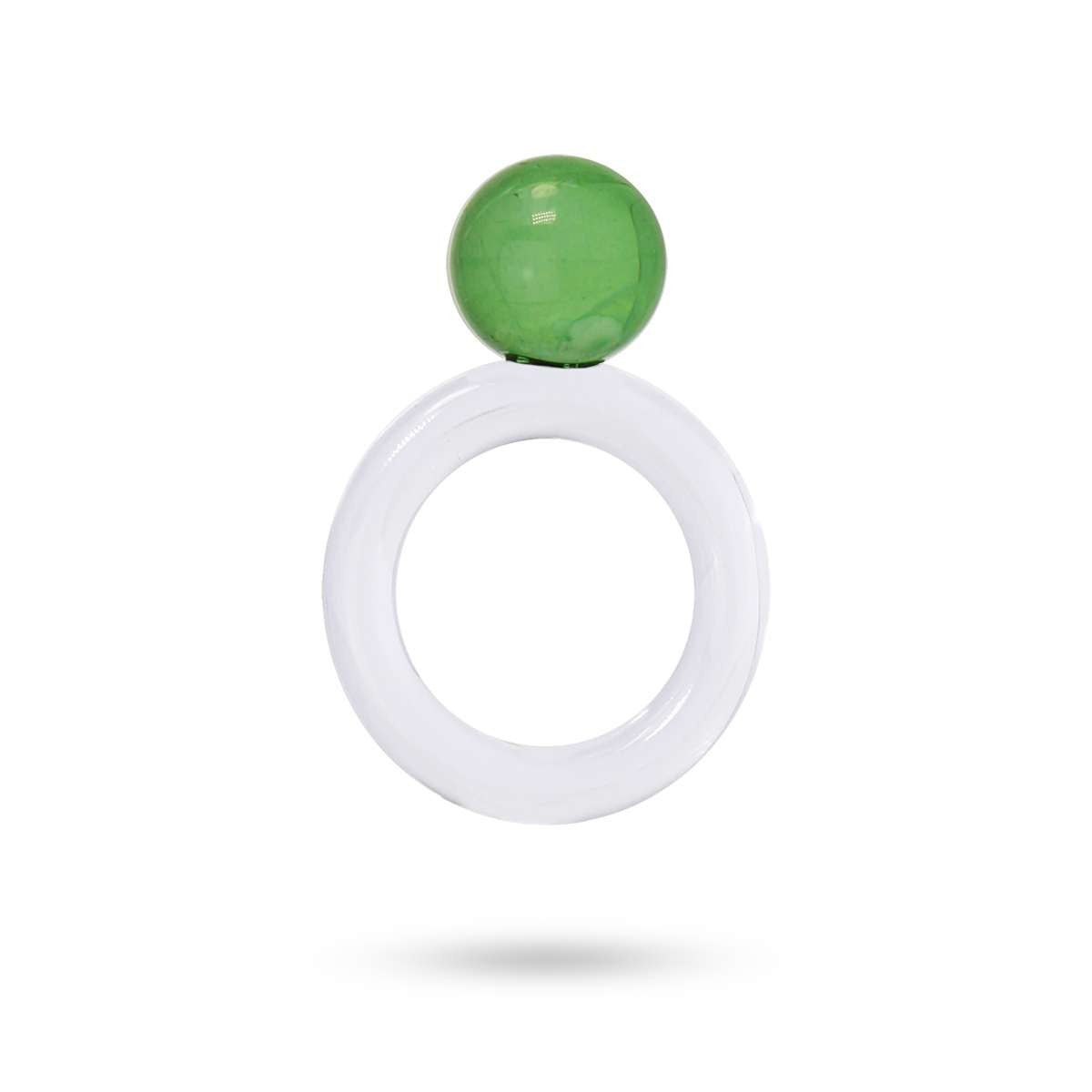 anillo plastico reciclado bola esfera transparente verde