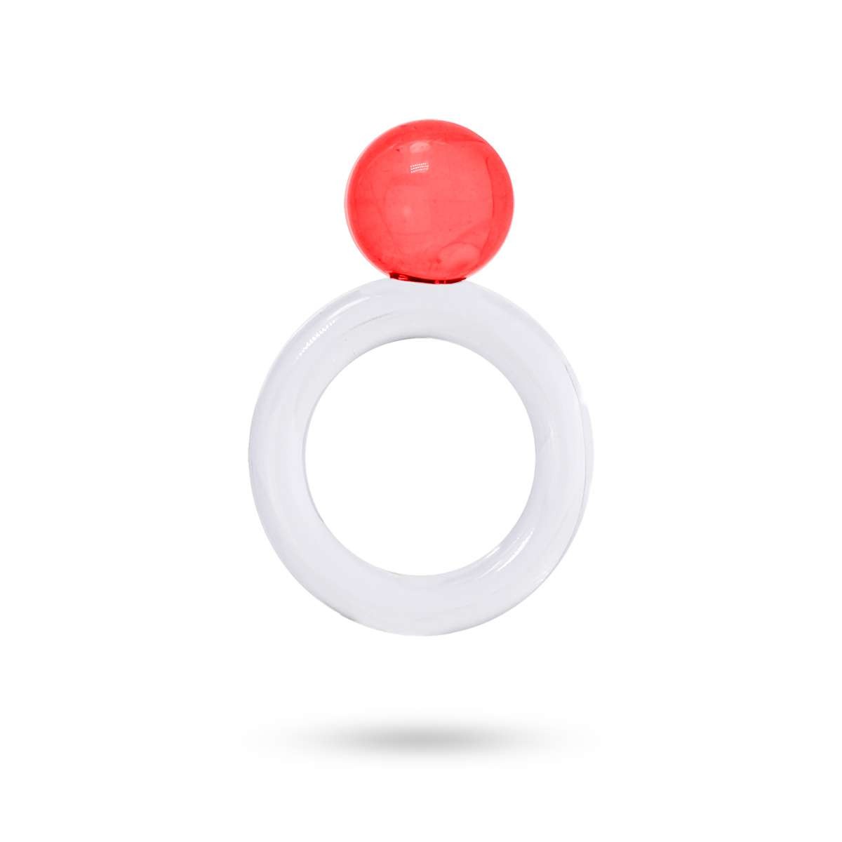 anillo plastico reciclado bola esfera transparente rojo