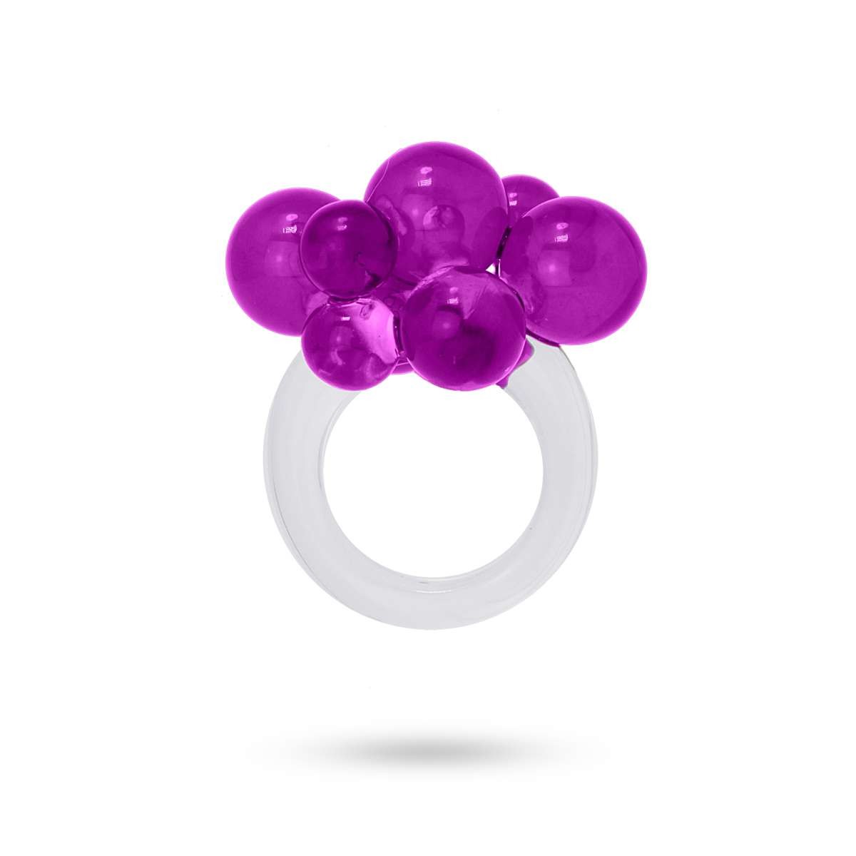 anillo plastico reciclado nube bolas transparente  violeta