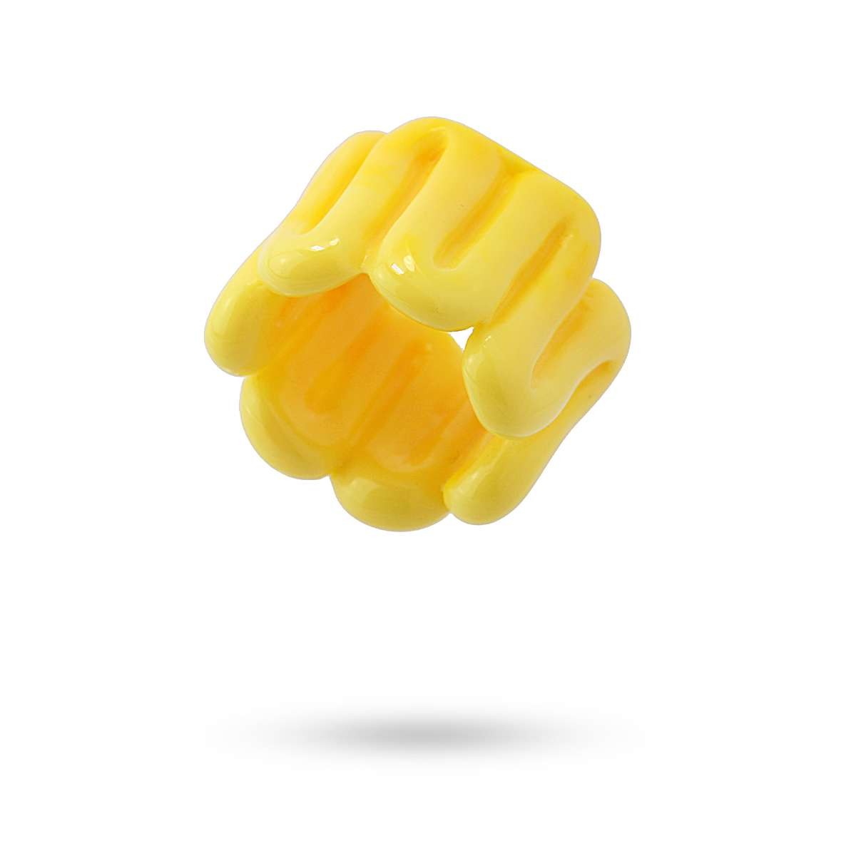 maxi anillo plástico reciclado zigzag amarillo