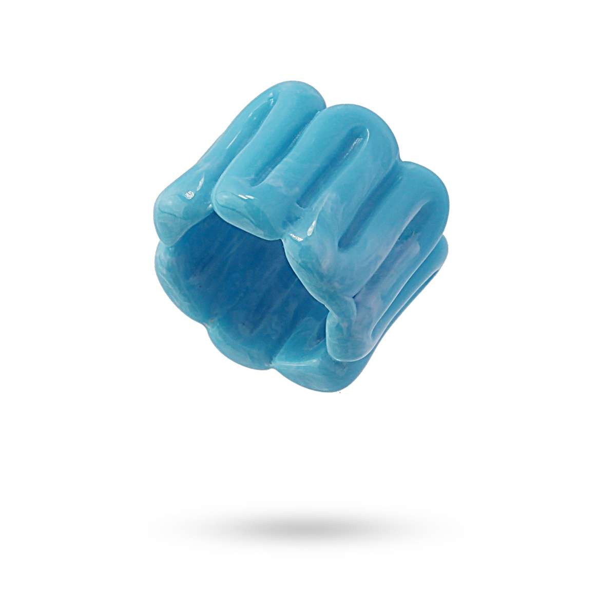 maxi anillo plástico reciclado zigzag azul