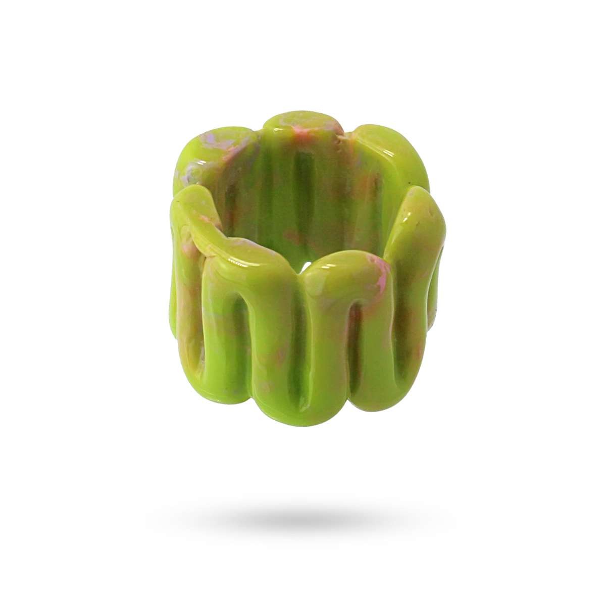 maxi anillo plástico reciclado zigzag anartxy verde
