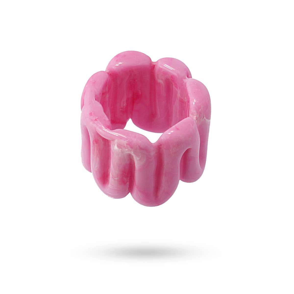 maxi anillo plástico reciclado zigzag rosa