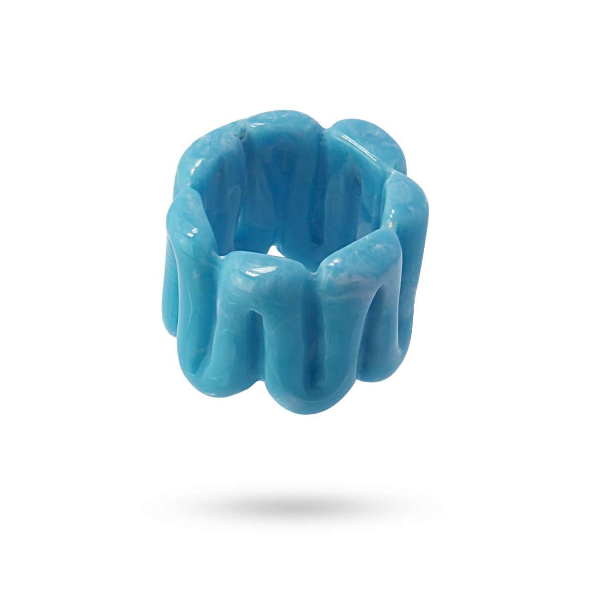 maxi anillo plástico reciclado zigzag anartxy azul