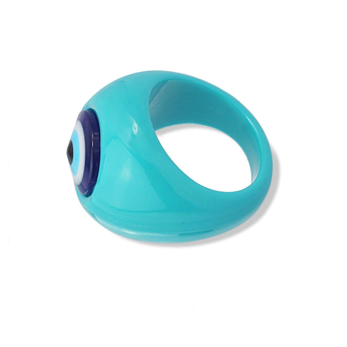 maxi anillo ojo turco plastico reciclado turquesa