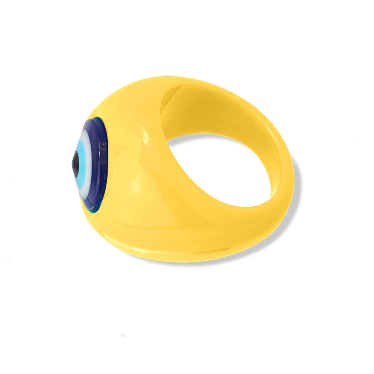 maxi anillo ojo turco plastico reciclado amarillo