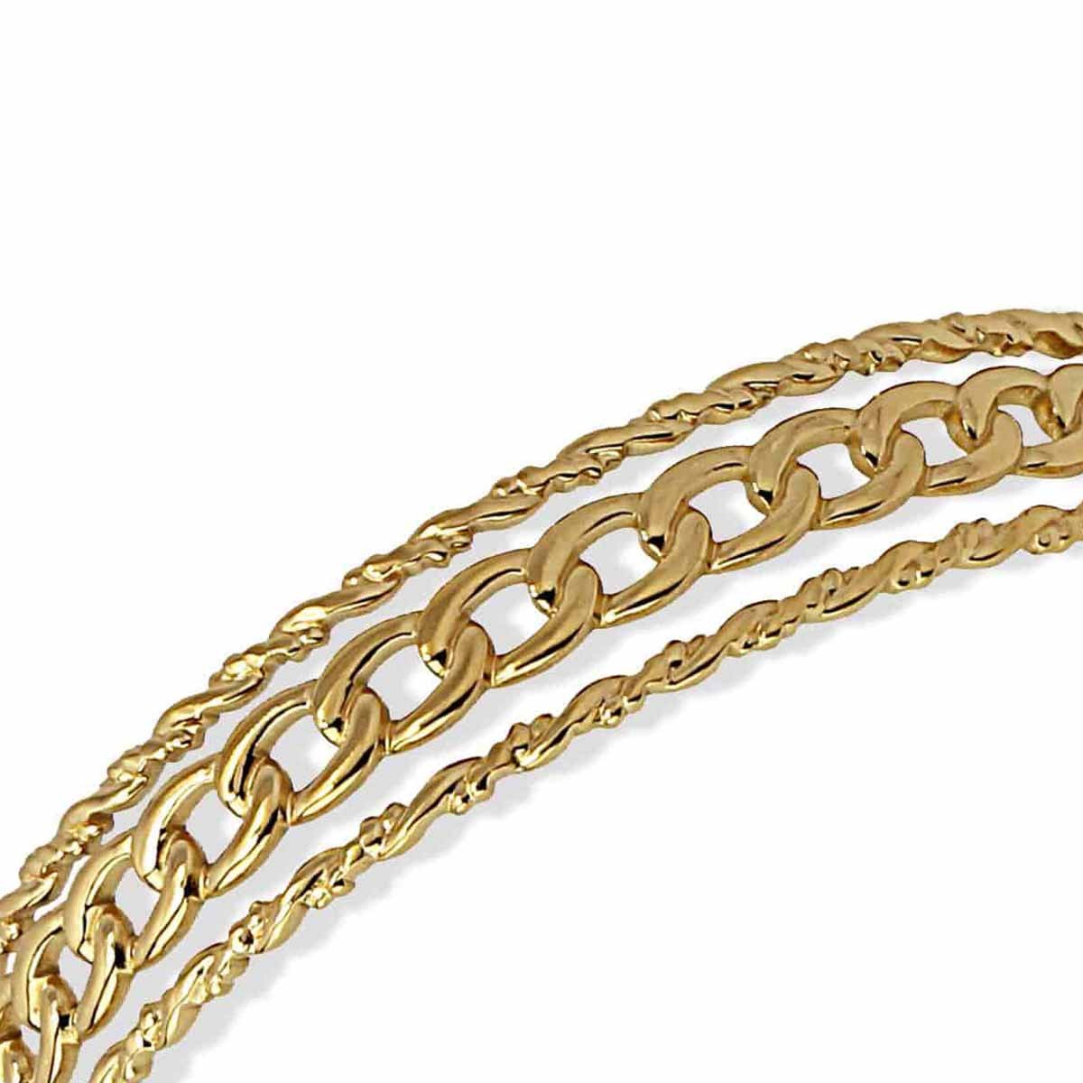 pulsera tres lineas eslabones acero quirúrgico anartxy dorado