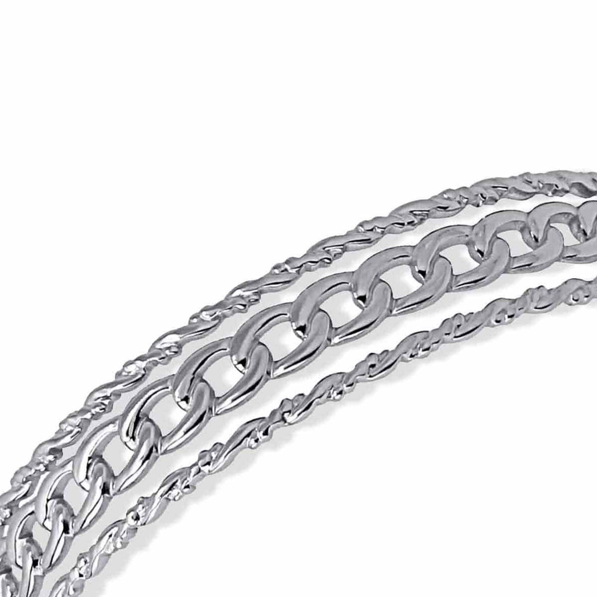 pulsera rígida tres lineas eslabones acero quirúrgico anartxy