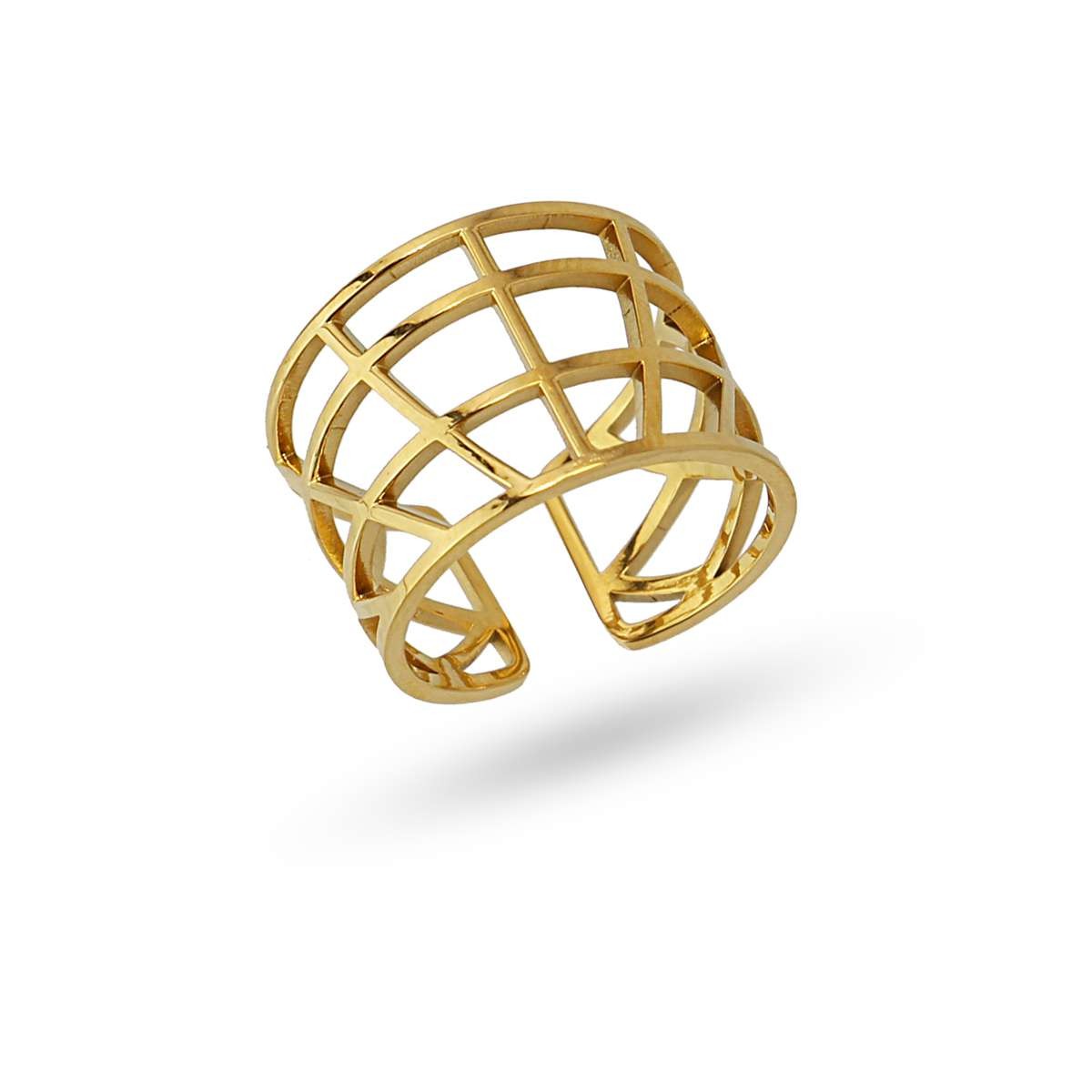 anillo acero quirúrgico geométrico lineas red dorado