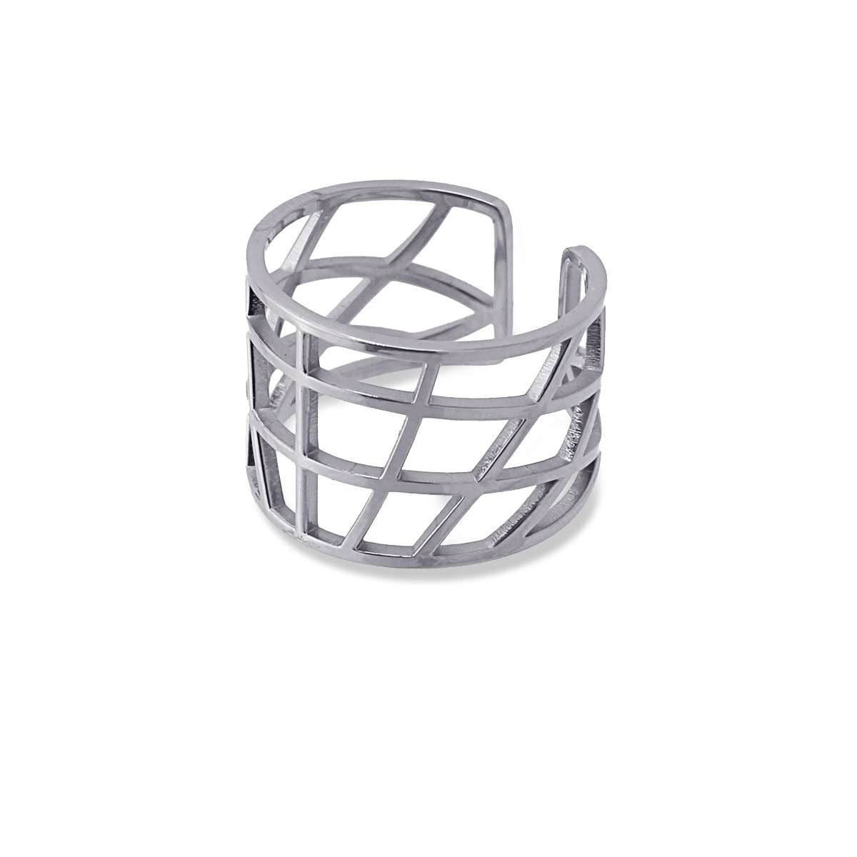 anillo acero quirúrgico geométrico lineas red