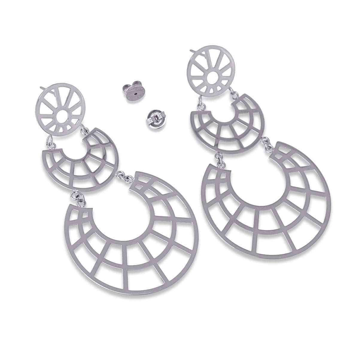pendientes largos acero quirúrgico geométricos tela araña anartxy