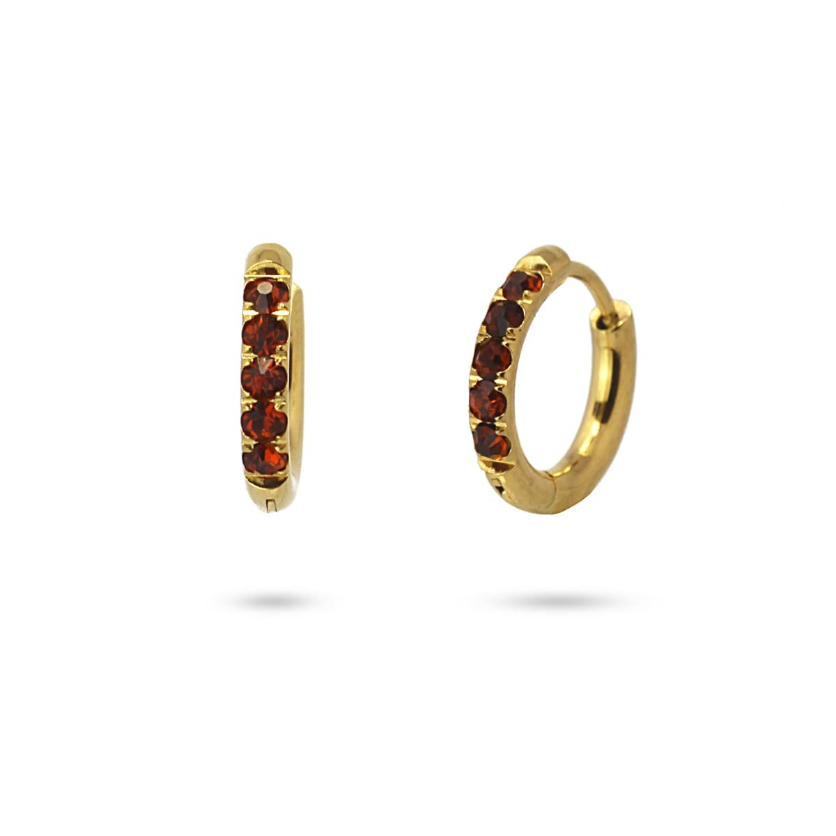 pendientes mini aros acero circonitas marrón