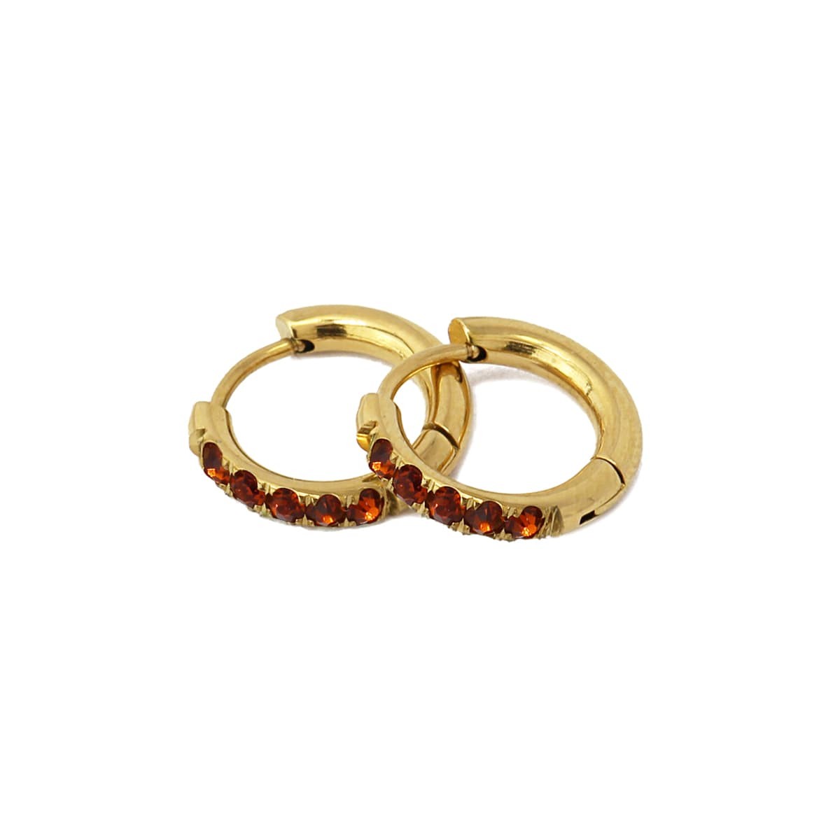 pendientes mini aros acero circonitas marrón 2