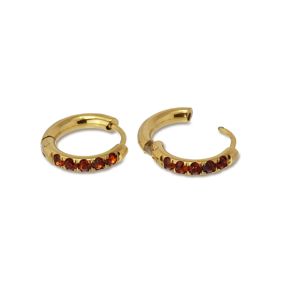 pendientes mini aros acero circonitas marrón anartxy