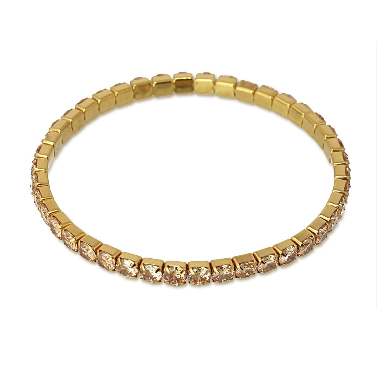 pulsera elástica acero circonitas riviere champán anartxy