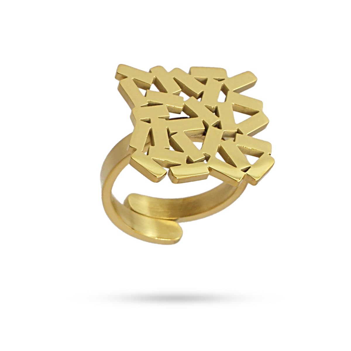 anillo acero ajustable detalle cuadrado bastoncillos geométrico anartxy dorado 2