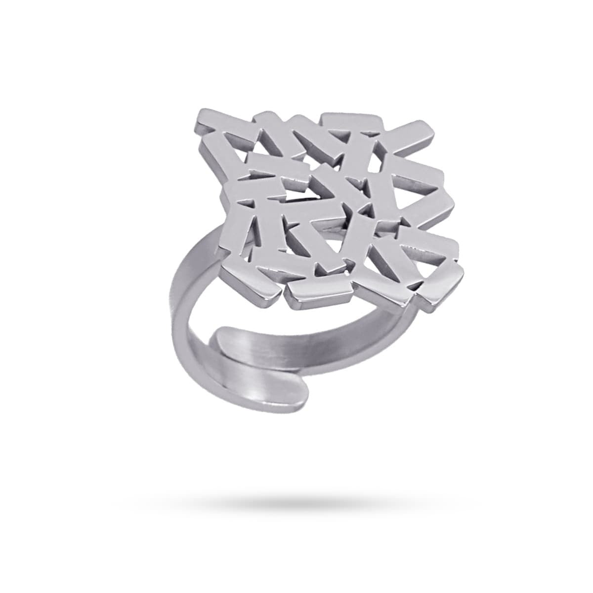 anillo acero ajustable detalle cuadrado bastoncillos geométrico 2