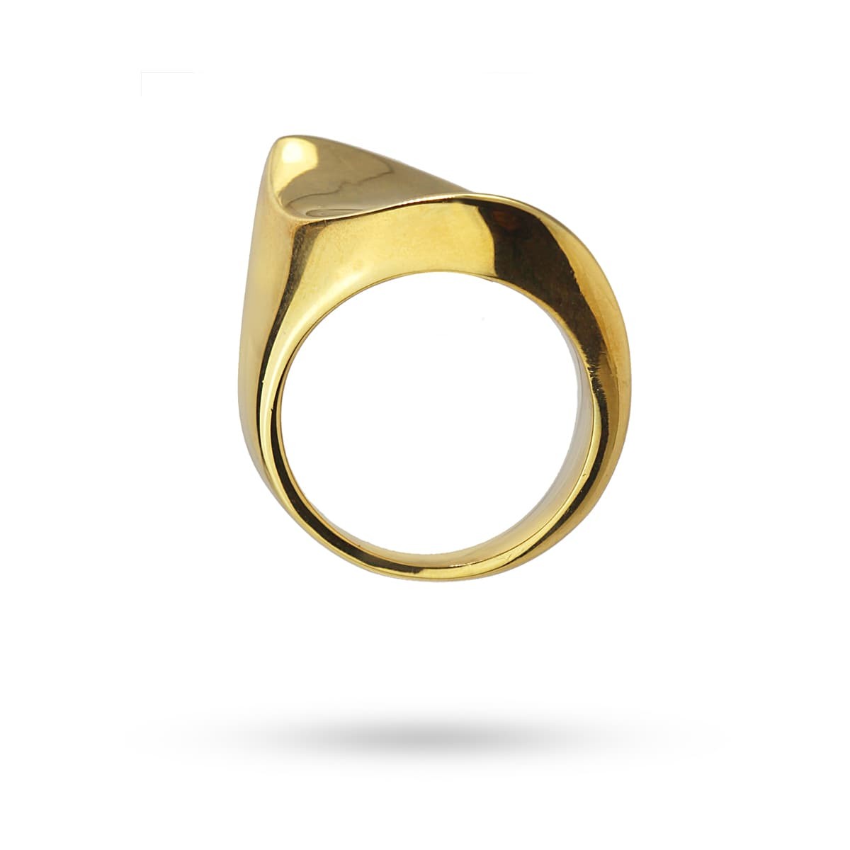 anillo acero quirúrgico diseño organico dorado