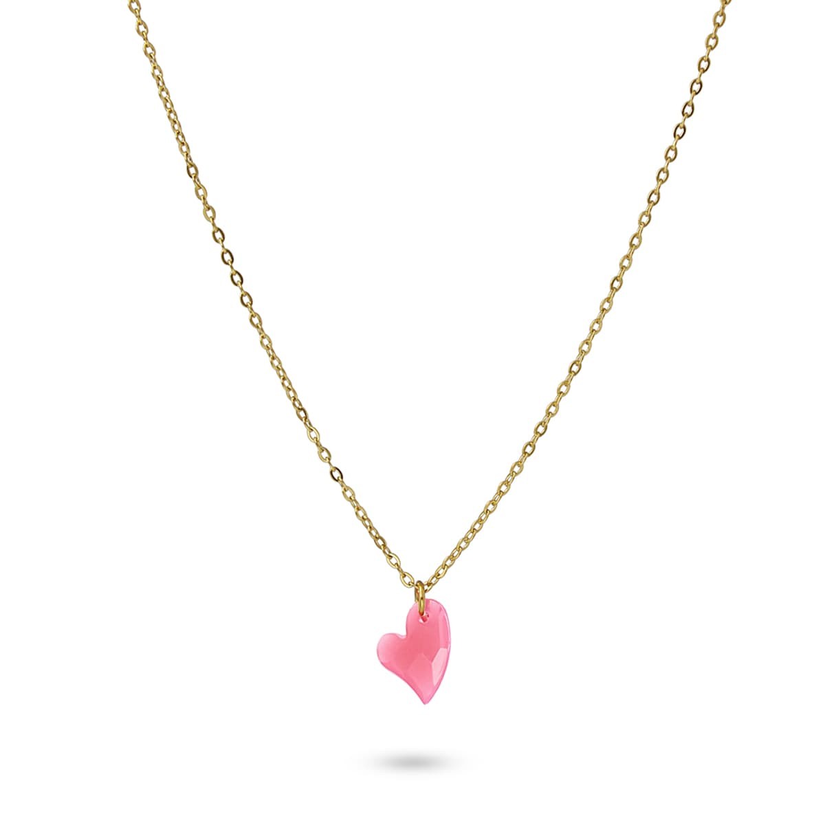 collar cadenita acero quirúrgico abalorio acrílico corazón anartxy rosa
