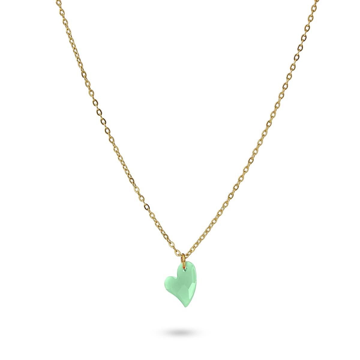 collar cadenita acero quirúrgico abalorio acrílico corazón anartxy turquesa