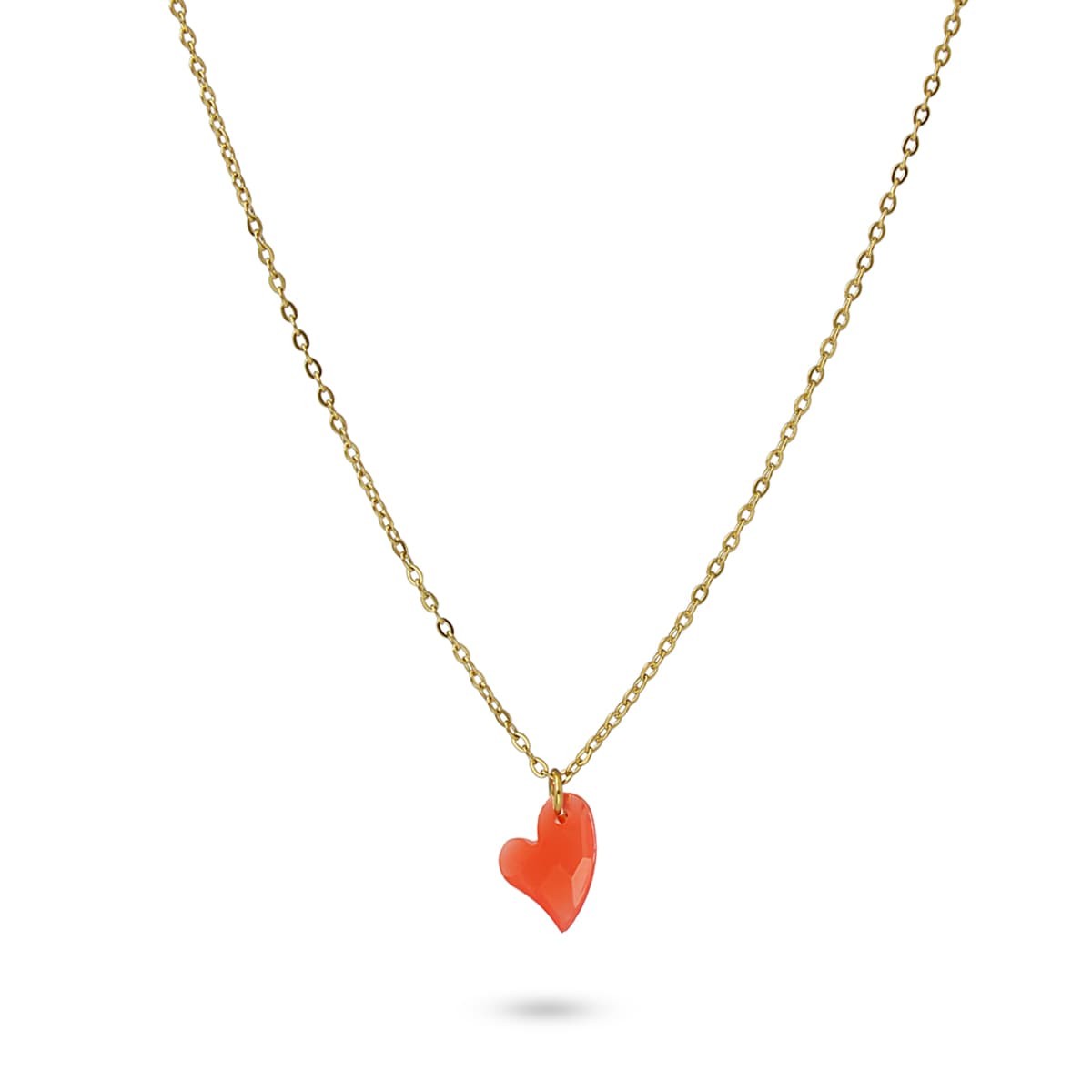 collar cadenita acero quirúrgico abalorio acrílico corazón anartxy rojo