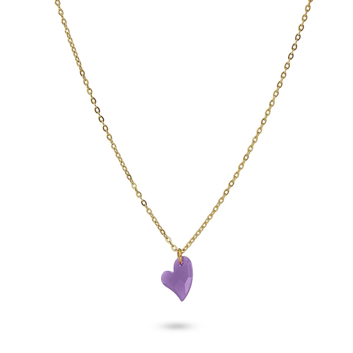collar cadenita acero quirúrgico abalorio acrílico corazón anartxy morado