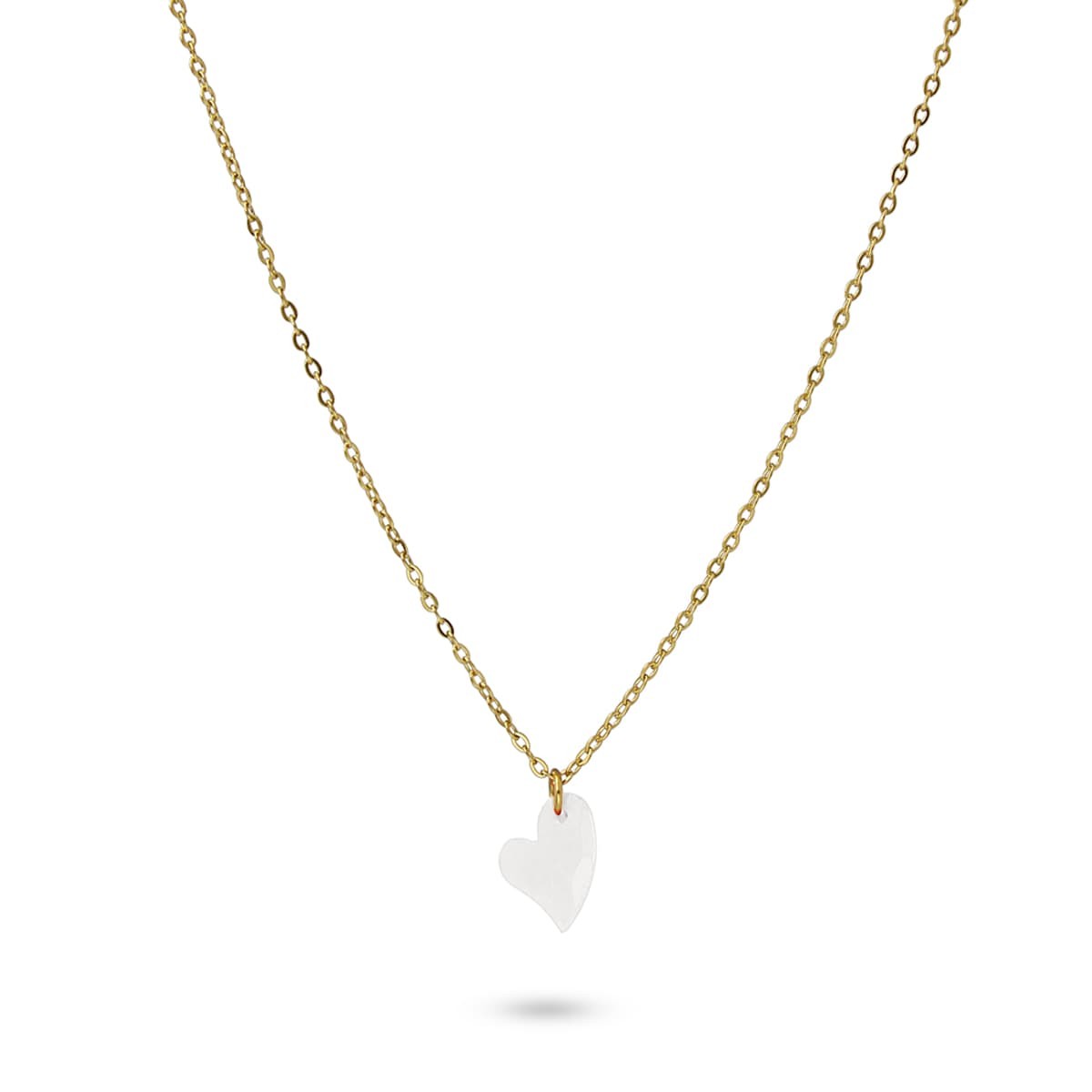 collar cadenita acero quirúrgico abalorio acrílico corazón anartxy blanco